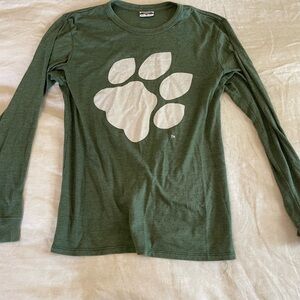 Green Long Sleeve Kids Shirt with Paw Print